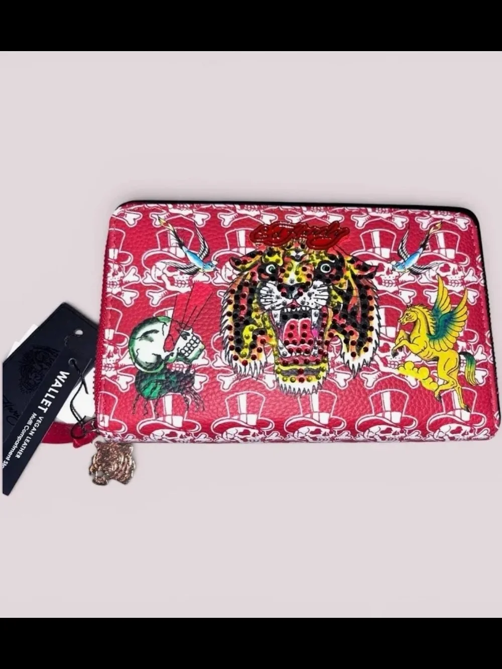 Ed Hardy Red Tiger Double Zip Wallet-NWT!